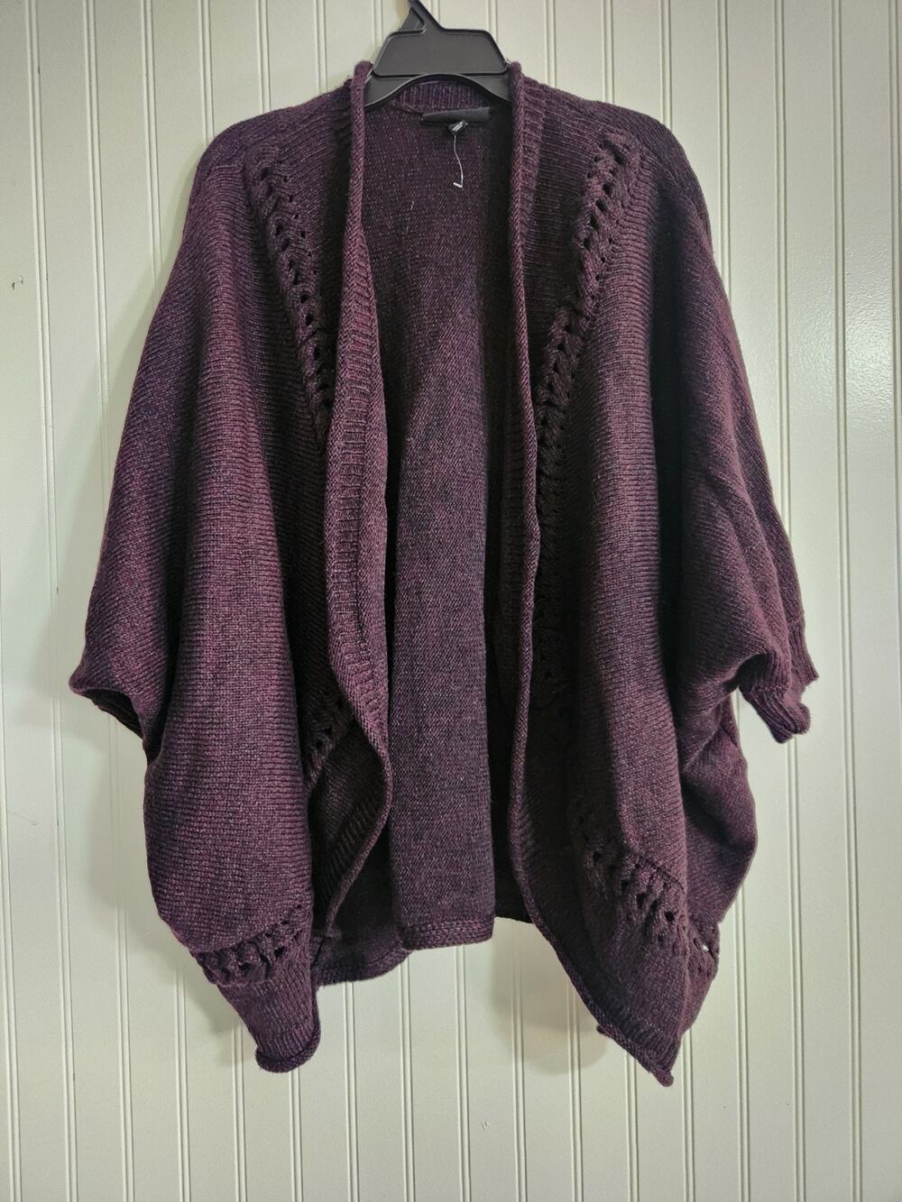 Lane Bryant Sweater Women's 26/28 Purple Black Cardigan Dolman Sleeve Open Front